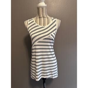 NWT Dressbarn Striped Sleeveless Top Black White Stretch Tank Size M